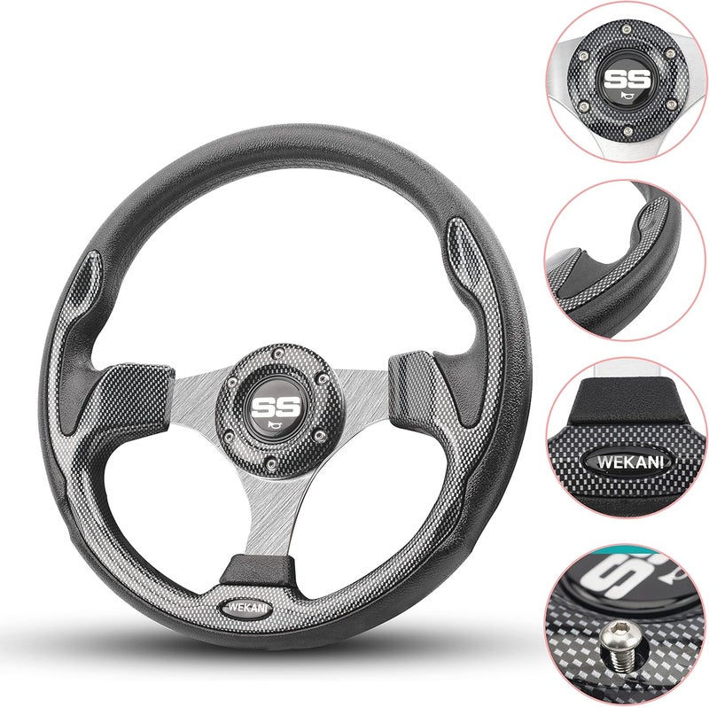 WEKANI Golf Cart Steering wheel for EZGO YAMAHA and Club Car Precedent Most Golf carts Silver Gray - Image 2